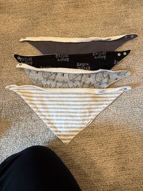 Gerber Baby Bandana Bibs in Gray, Black, and Cream